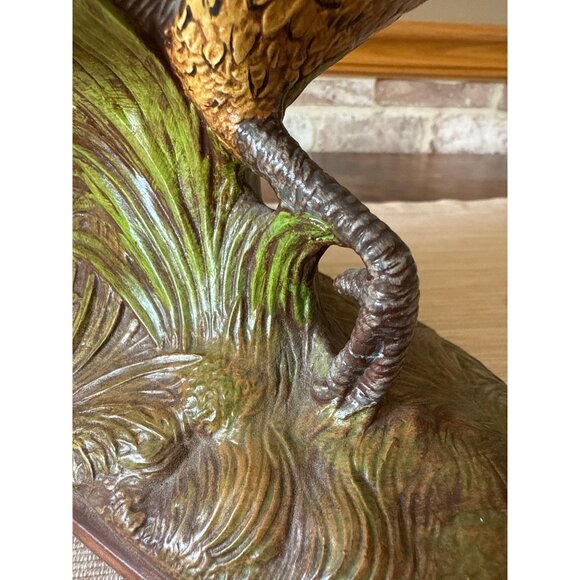 Vintage Holland Ceramic Pheasant Figurine Statue With Floral Base 1967 Bird - Picture 6 of 16